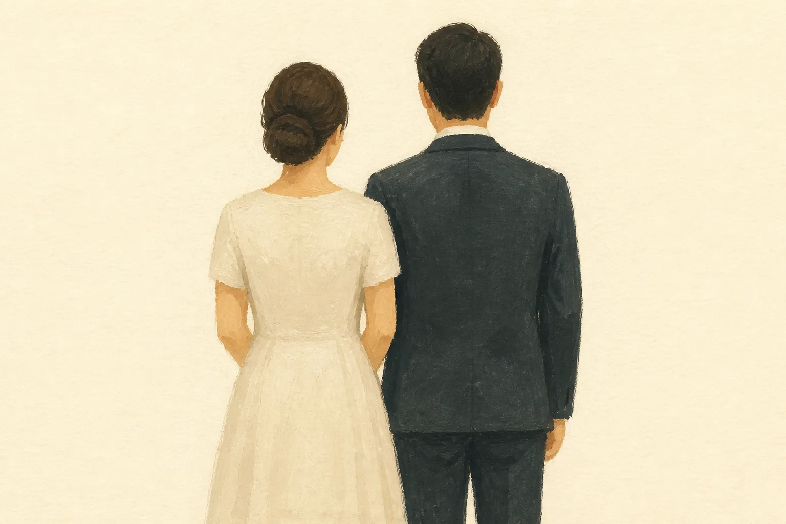 뒤에서 본 신랑과 신부
